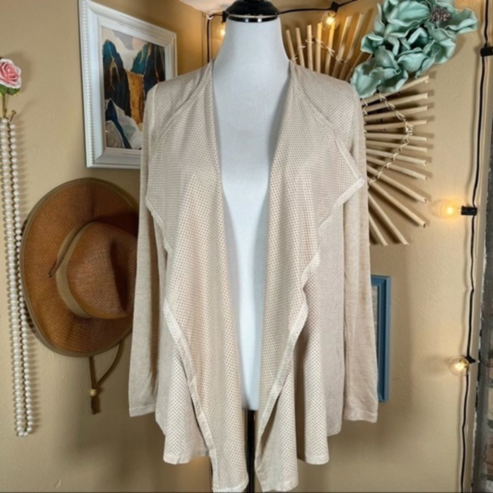 Melanie Lyne | Faux Suede Asymmetric Flowy Waterfall Cardigan  Medium